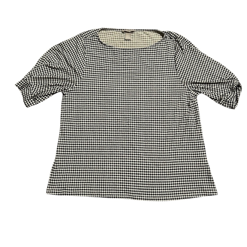 black and white houndstooth printed blouse